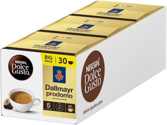 ☕ 90er Pack NESCAFÉ Dolce Gusto Dallmayr Prodomo Kapseln ab 24,22€ (statt 30€)