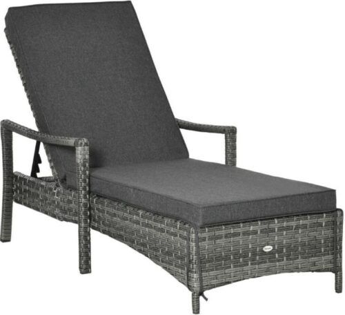 Outsunny Polyrattan Sonnenliege mit Auflage & Armlehnen für 113,87€ (statt 135€)