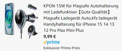 KPON Magsafe Autohalterung mit Ladefunktion, 15W für 9,99€ (statt 15€)