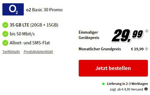 Samsung Galaxy S23 für 29,99€ + o2 Allnet 35GB für 19,99€ mtl.