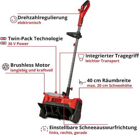 Einhell GE ST 36/40 Akku Schneefräse für 153,31€ (statt 171€)