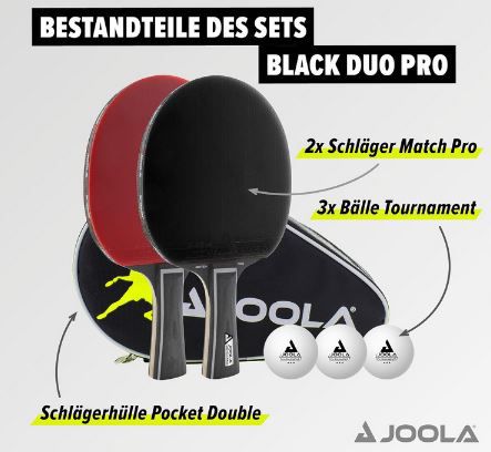 Joola Tischtennis Duo Pro Set mit Schläger + Bälle für 36,46€ (statt 43€)