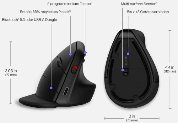 HP 920 Ergonomische Wireless Maus mit 4k dpi für 52,99€ (statt 99€)