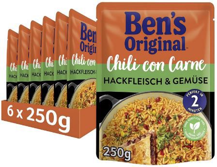 6er Pack Bens Original Express Chili con Carne, je 250g ab 10,47€ (statt 18€)