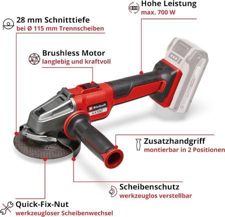 Einhell AXXIO 18/115 Q Akku Winkelschleifer für 79,99€ (statt 91€)