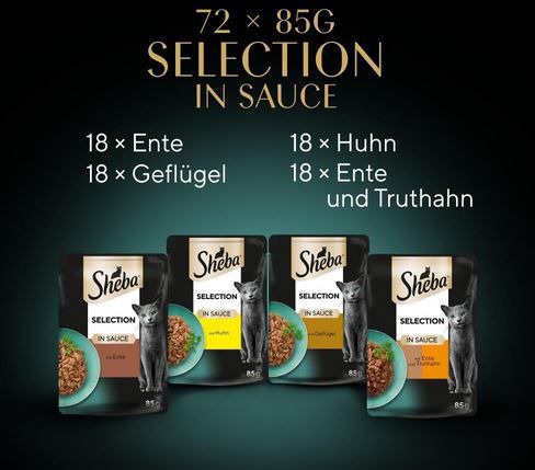 😻 72x Sheba Selection Katzenfutter in Sauce, je 85g ab 28€ (statt 35€)