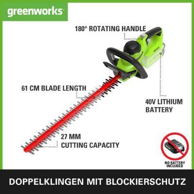 Greenworks G40HT61 Akku Heckenschere, 61cm für 69,99€ (statt 80€)