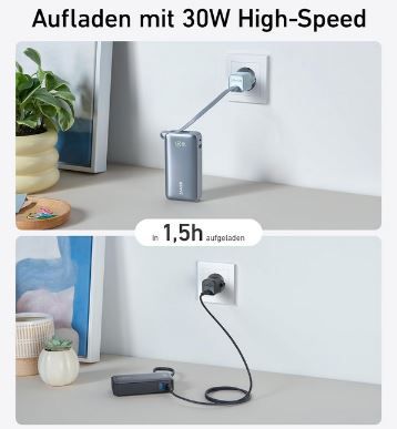 Anker Nano USB C Powerbank mit 10.000mAh, PD 30W für 33,99€ (statt 40€)