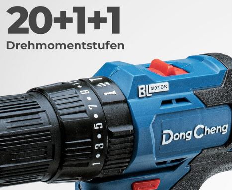 DongCheng Akku Schlagbohrschrauber Set, 50Nm für 41,99€ (statt 70€)