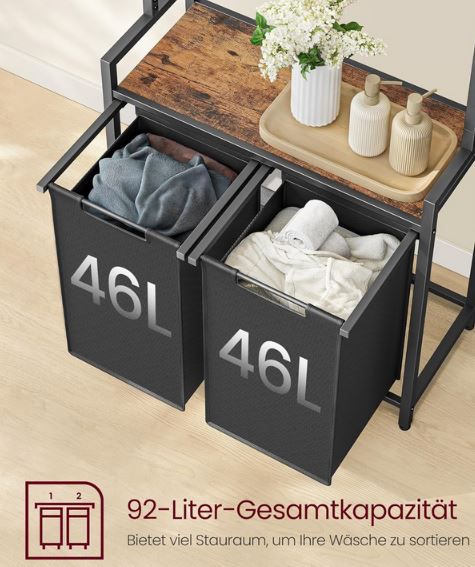 Vasagle Wäschesammler mit Kleiderstange & Ablage für 29,89€ (statt 46€)