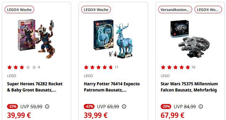 MediaMarkt: LEGO Aktionswoche mit täglichen Deals   z.B. LEGO Harry Potter ab 39€ (statt 50€)