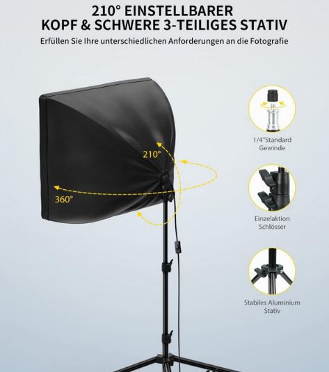 Raleno Softbox Fotostudio Set mit 5500K für 59,49€ (statt 85€)