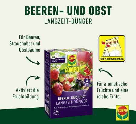 2Kg Compo Langzeit Dünger für Beeren, Obst & Feingemüse für 10,99€ (statt 15€)