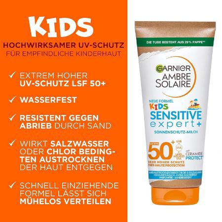 Garnier Ambre Solaire Kids Sensitive expert+ mit LSF 50+ ab 5,99€ (statt 10€)