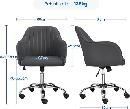 Yaheetech 360° Bürostuhl bis 136Kg für 59,99€ (statt 110€)