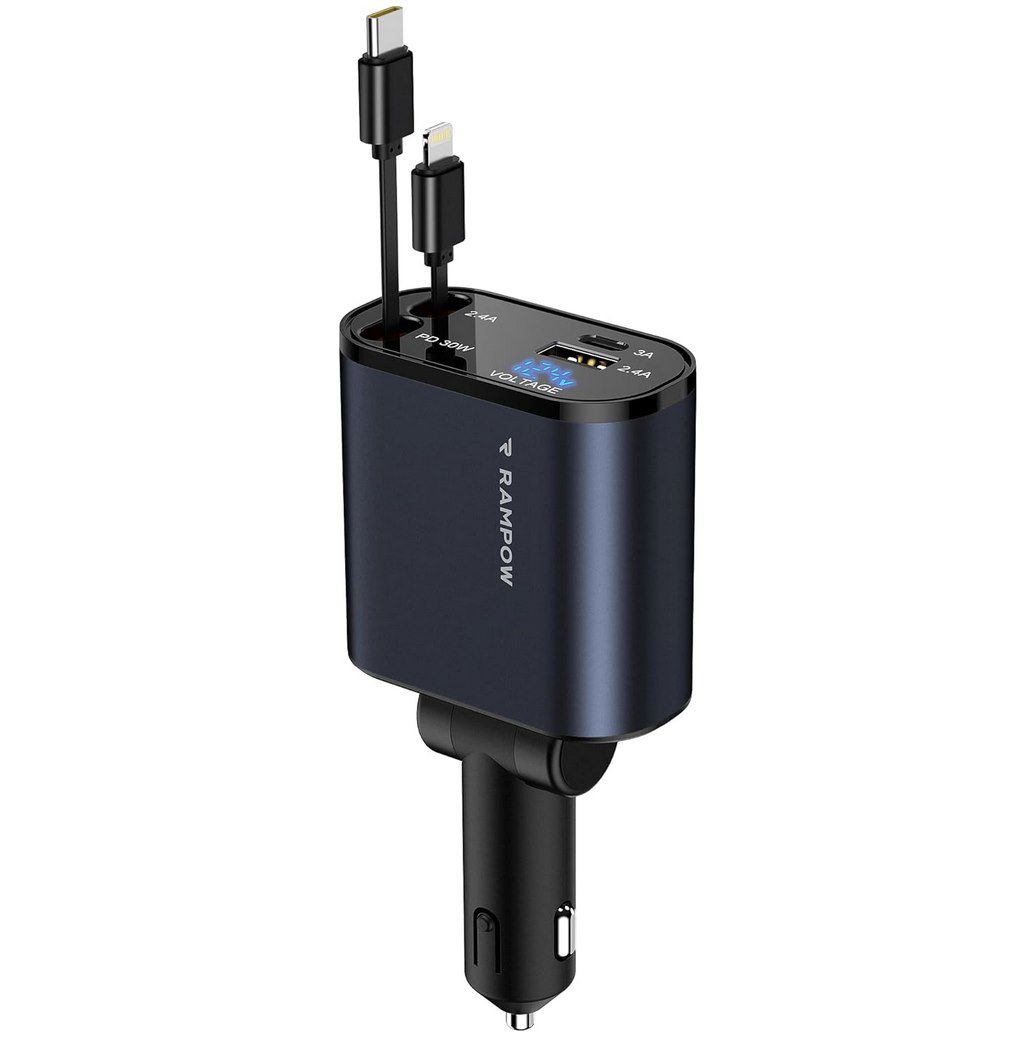 RAMPOW 65W Auto Ladegerät mit USB-C / USB Port + Kabel für 16,19€ (statt 26€)