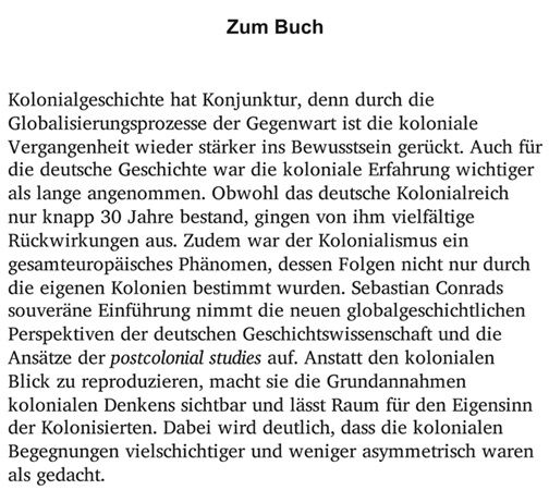 Lokal: Buch Deutsche Kolonialgeschichte gratis