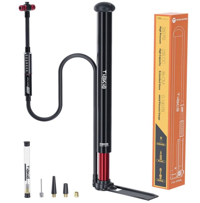 Tiakia Hochdruck Fahrradpumpe (18 bar) mit Manometer für 17,47€ (statt 35€)