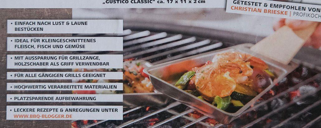 20x BBQ Gustico Classic Grillpfännchen aus Edelstahl mit Holzschaber für 33,30€ (statt 100€)