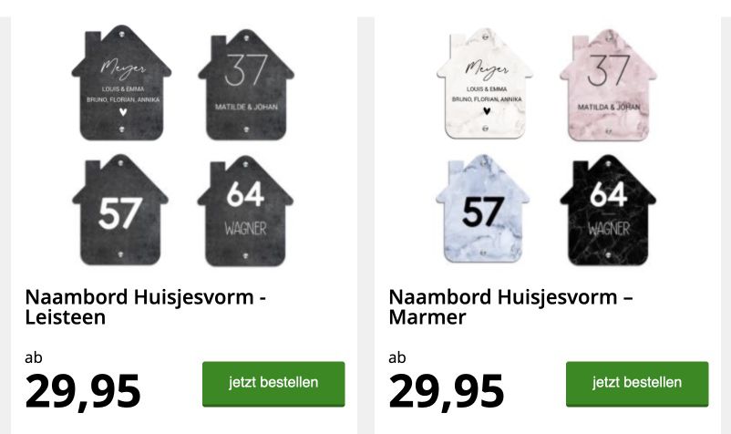 Personalisiertes Hausschild mit Namen in Hausform ab 13,64€ (statt 35€)