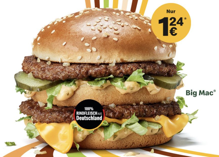 Heute: 🍔 Big Mac für 1,24€ mit der McDonald’s App