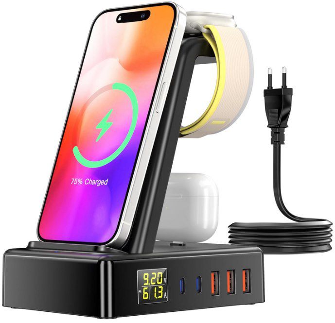 100W USB C Ladestation für Handy, AppleWatch & AirPods mit USB Ports für 24,49€ (statt 40€)