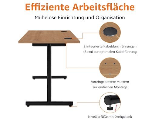 Amazon Basics Rechteckiger Schreibtisch ab 138,87€ (statt 165€)