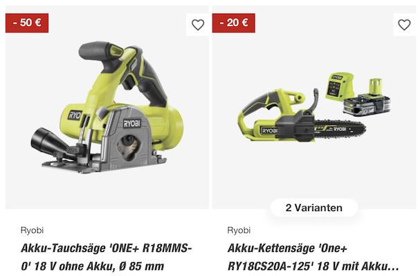 🛠️ toom: RYOBI Werkzeuge reduziert z.B. Akku Tauchsäge für 95,94€ (statt 106€)