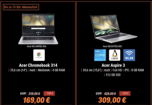 Black Deals bei Notebooksbilliger z.B. Chromebook für 172,99€ (statt 200€)