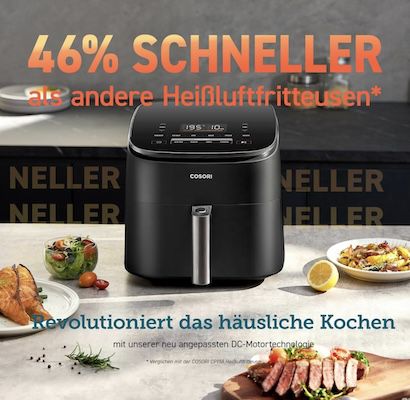 COSORI Heißluftfritteuse XXL Turbo Blaze mit 6L für 139,99€ (statt 159€)