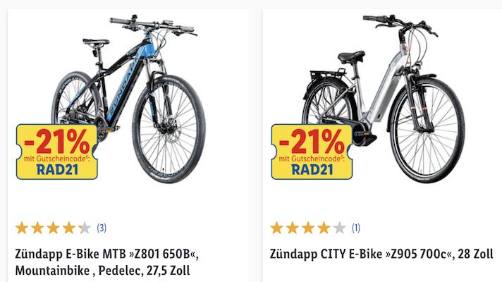 LIDL:  21% auf ausgewählte E Bikes   z.B. Fischer MTB für 808€ (statt 1.000€)