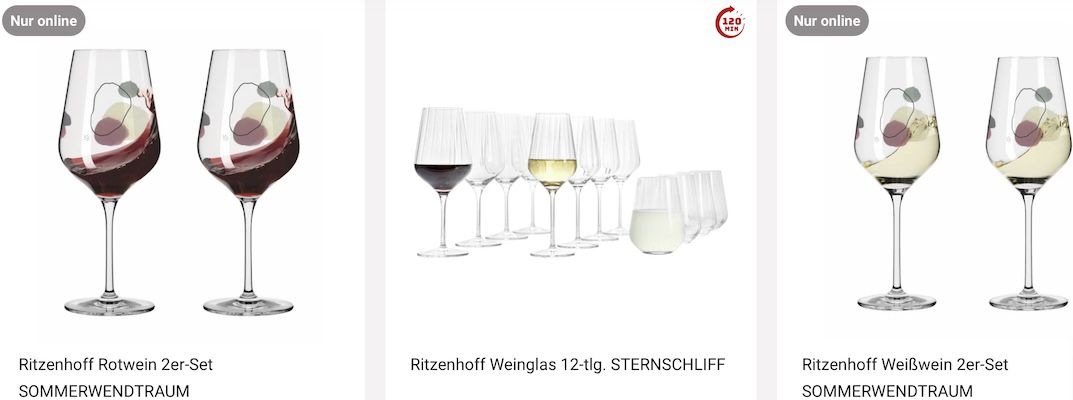 🍽️ Zurbrüggen: 25% auf Ritzenhoff Gläser z.B. Weingläser (12 tlg.) für 29,99€ (statt 44€)