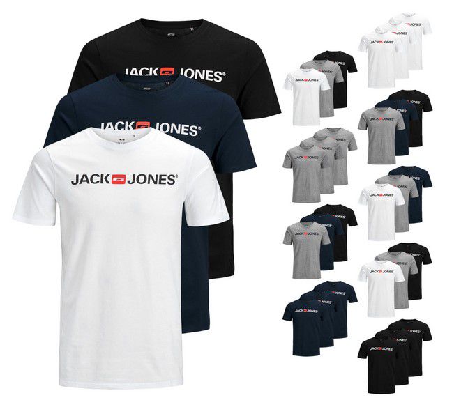 3x JACK & JONES Herren Logo T-Shirts für 27,99€ (statt 36€)
