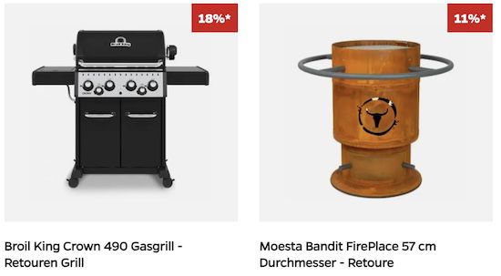 🍗 Grillfürst Retouren Angebote bis  54%   z.B. Outdoorchef 799€ (statt 899€)