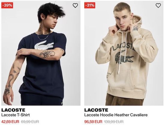 🐊 Lacoste Restgrößen Sale + 10% extra   z.B. Leder Sneaker für 80€ (statt 110€)