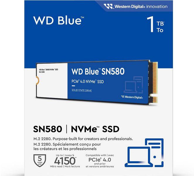 WD Blue SN580 NVMe SSD 1 TB für 58,82€ (statt 68€)