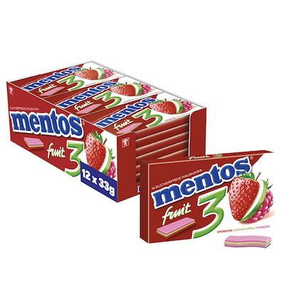 12x Mentos Kaugummi Fruity Fresh Erdbeere, Grüner Apfel, Himbeere für 10,16€ (statt 18€)