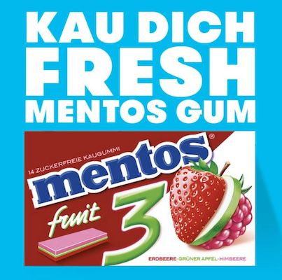 12x Mentos Kaugummi Fruity Fresh Erdbeere, Grüner Apfel, Himbeere für 9,50€