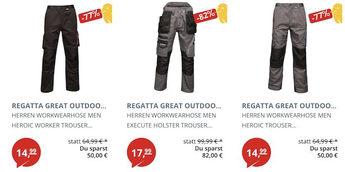 Regatta Great Outdoors Arbeitshosen ab 13,99€ zzgl. VSK