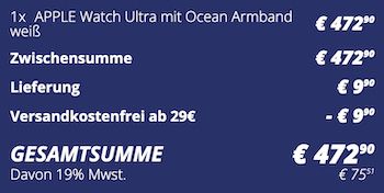 ⌚ Apple Watch Ultra mit weißem Ocean Armband für 472,90€ (statt 716€)