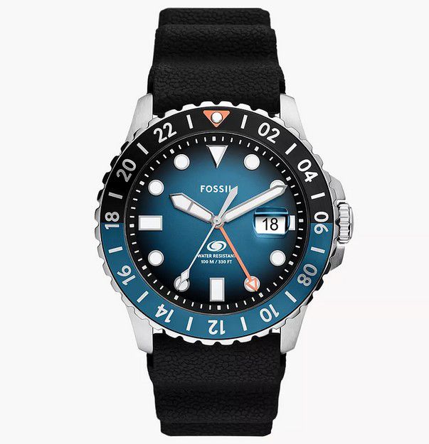 Fossil FS6049 Blue GMT Silikon 46mm Armbanduhr für 94,50€ (statt 142€)