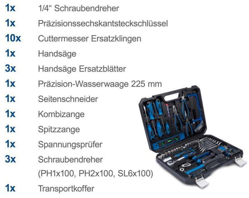 Scheppach WZK120  Werkzeugkoffer 97 Teile Zangen Bits & Co. für 34,99€ (statt 50€)