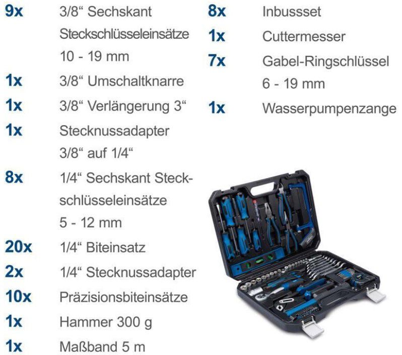 Scheppach WZK120  Werkzeugkoffer 97 Teile Zangen Bits & Co. für 34,99€ (statt 50€)