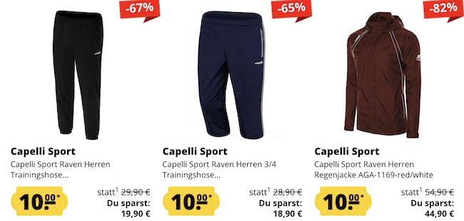 Capelli Sport Kleidung für je 10€ + 5€ Gutschein ab 60€