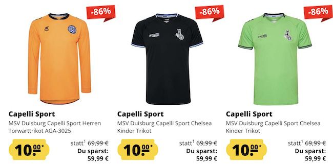 Capelli Sport Kleidung für je 10€ + 5€ Gutschein ab 60€