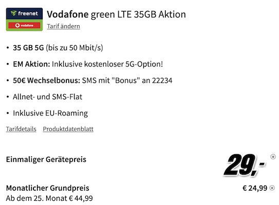 🤯 Über 200€ Gewinn: Sony Xperia 5 V + Vodafone 35GB 5G für 24,99€ mtl. + 50€ Bonus