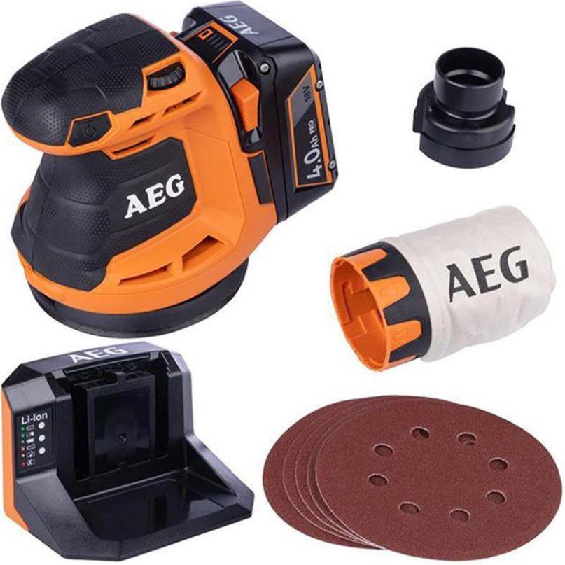 AEG  BEX18 125 Akku Exzenterschleifer Set 18V + Zubehör für 99,90€ (statt 149€)