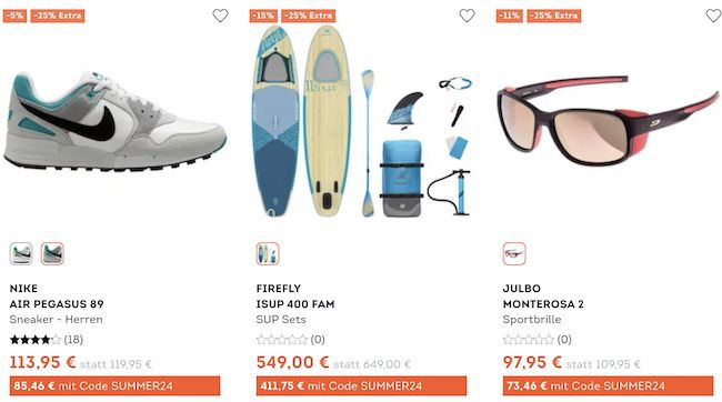 🔥 SportScheck Summer Sale + 25% Extra   z.B. Firefly iSUP 700 III für 476,25€ (statt 650€)