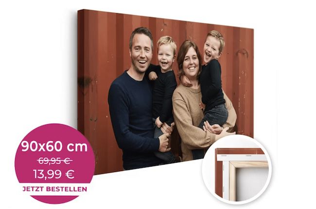 80% Rabatt auf Leinwände mit eigenem Foto   z.B. 90 x 60cm für 15,98€ (statt 49€)