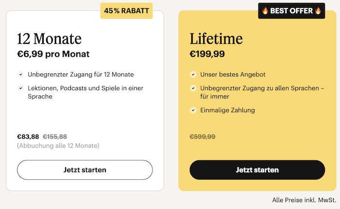 Babbel Lifetime Zugang auf alle Sprachen für 199,99€ (statt 600€)